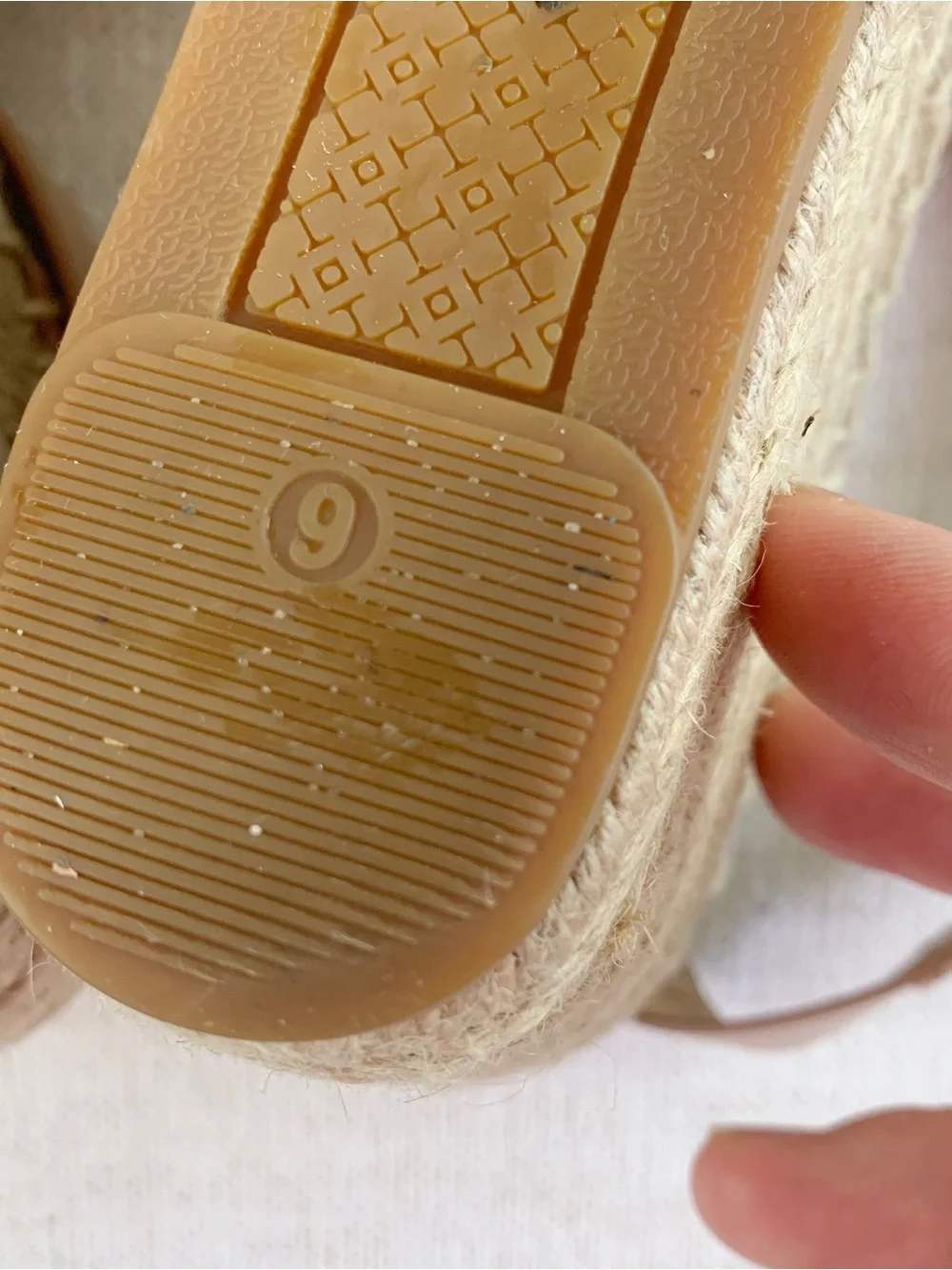 Tory Burch women's leather Espadrille Wedge Sandals blush tan size 9